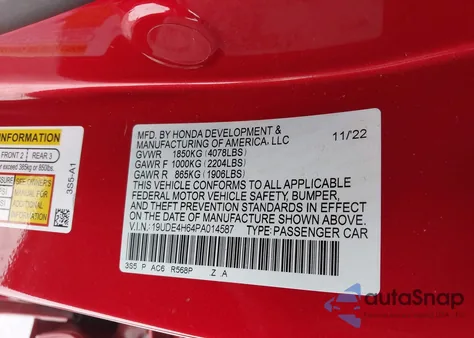 2023 Acura Integra A-Spec Technology from USA, damaged, VIN 19UDE4H64PA014587